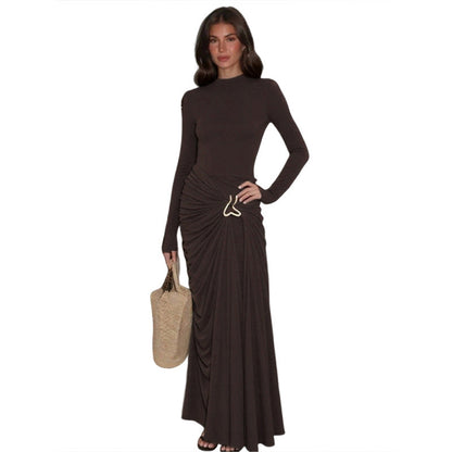 Women's Color Fashion Slim Fit Round Neck Dresses
