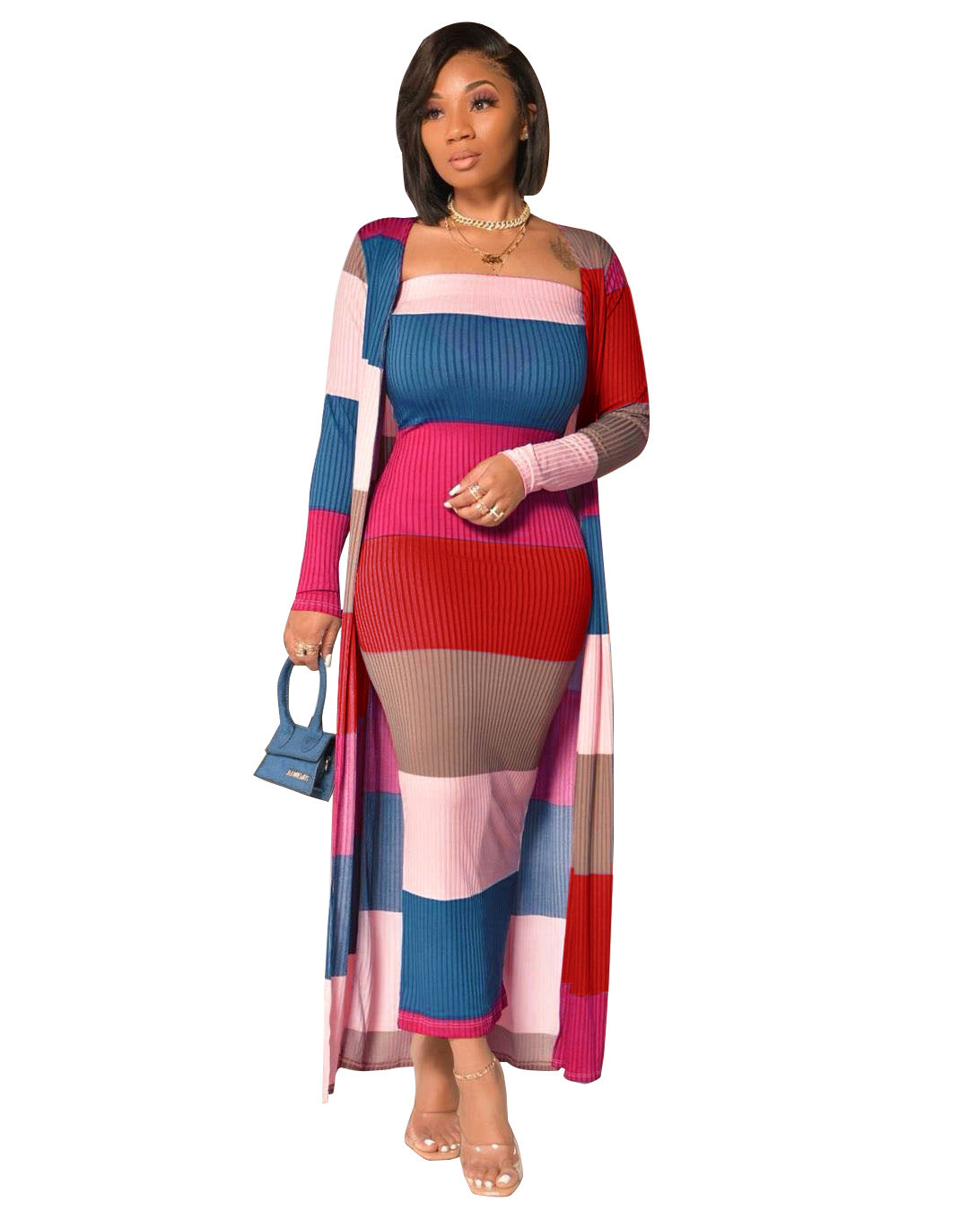 Fashion Temperament Printed Multicolor Two-piece Set Suits