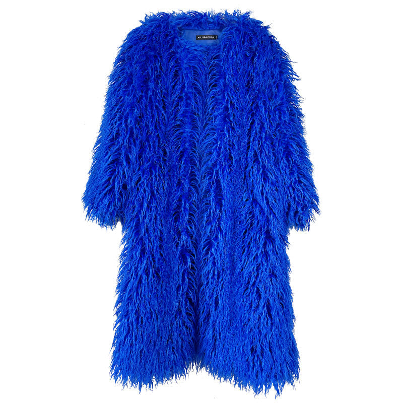 Imitation Tan Wool Extended Furry Color Coats