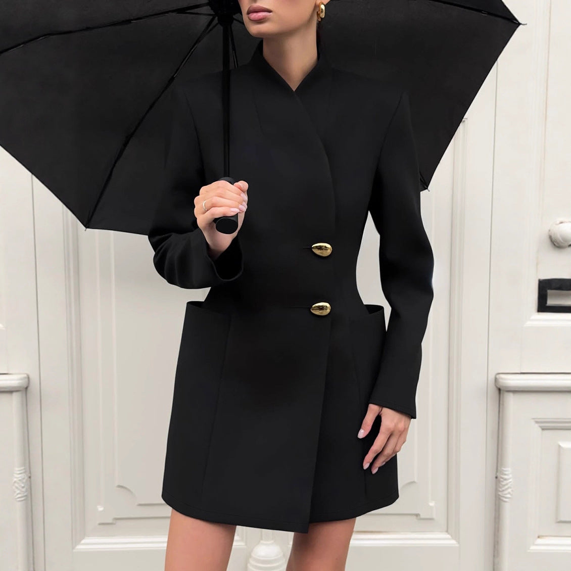 Women's Long Sleeve Waist Trimming Dress Commuting Dresses