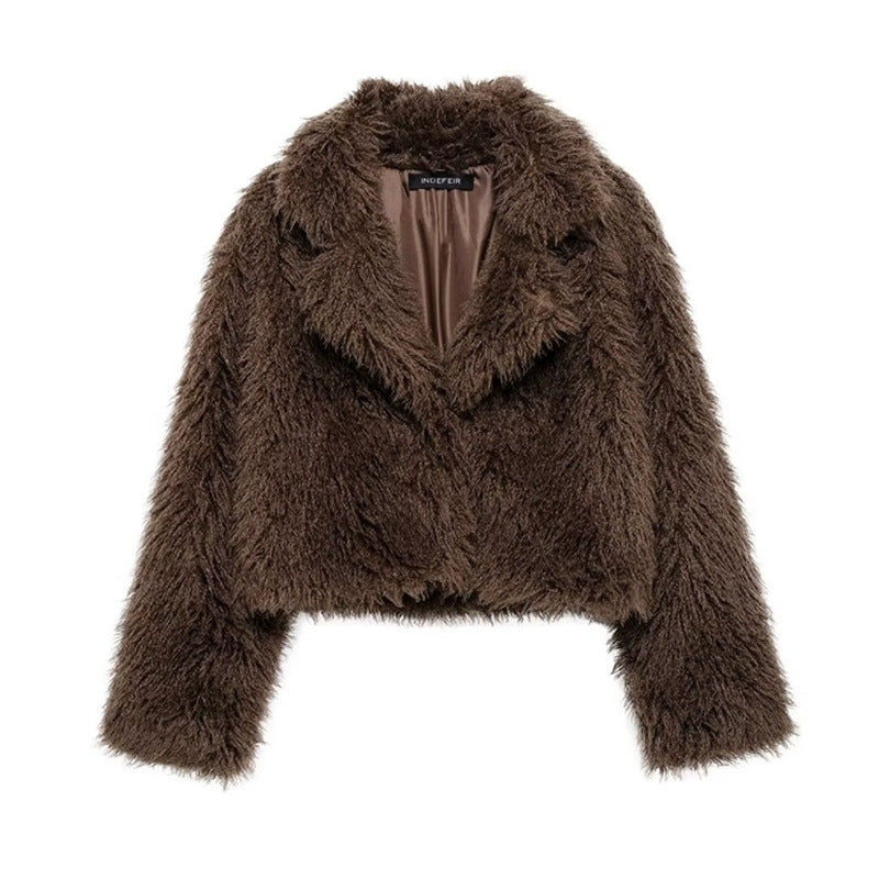 Women's Fur Fashion Temperament Warm Long Sleeves Coats