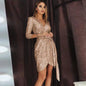 Women's Sexy Long Sleeve Solid Color Sequin Skirts