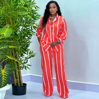 Women's Autumn Fashion Casual Set Shirt Long-sleeved Suits