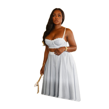 Women's Summer Fashion Lace Splicing Sling Hot High Waist Suits