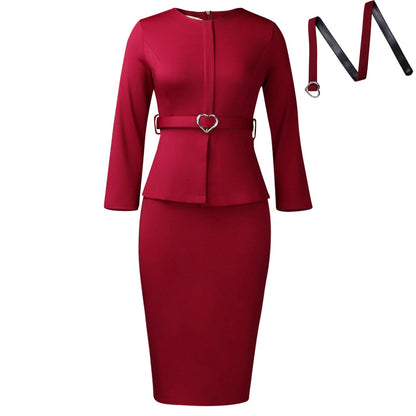 Women's Fashion Round Neck Temperament Ol Pencil Dresses