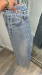 Women's Rhinestone High Waist Wash Spring Loose Jeans