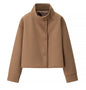 Women's Stand Collar Single-breasted Temperament Woolen Coats