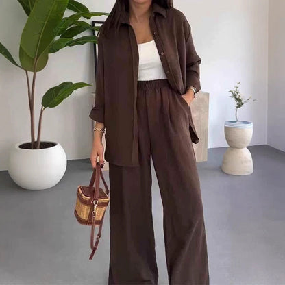 Women's Solid Color Loose Casual Wide Leg Suits
