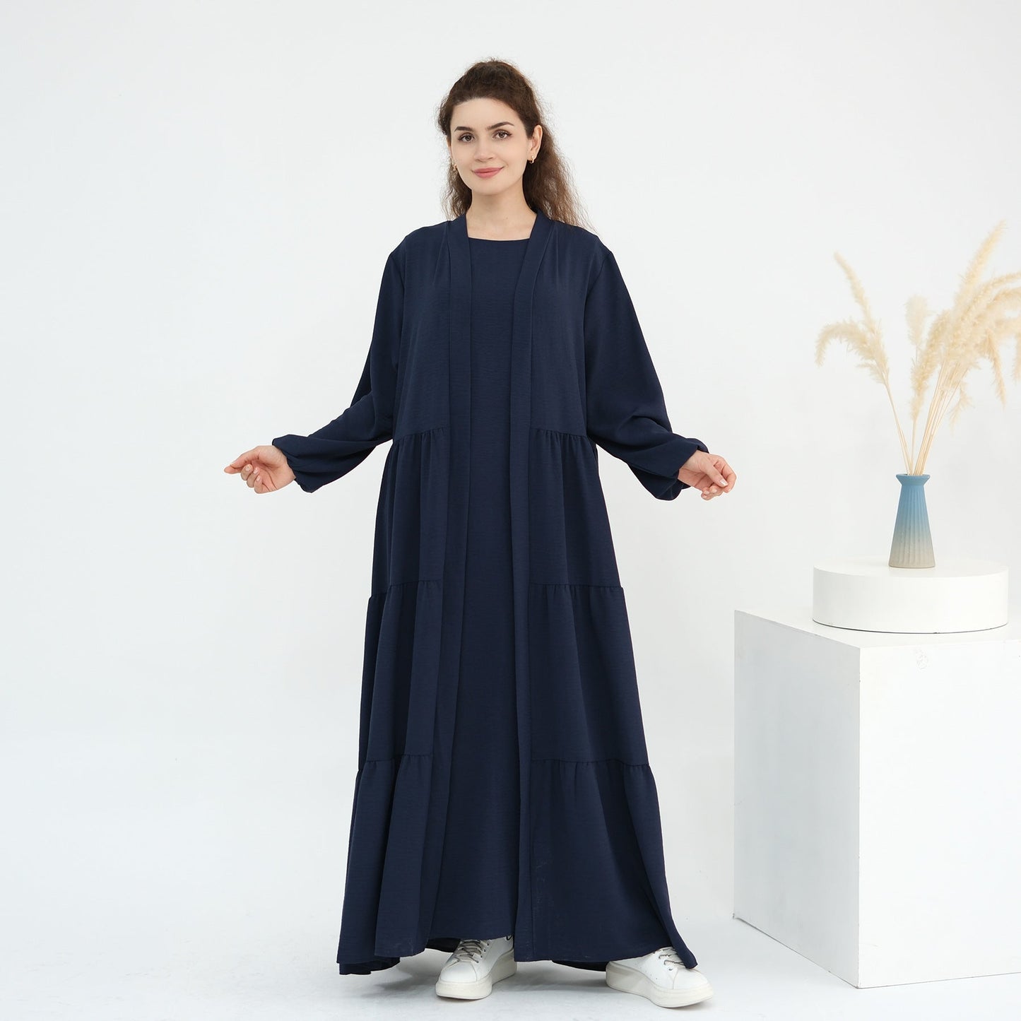 Turkish Solid Color Robe Dress Two-piece Dresses