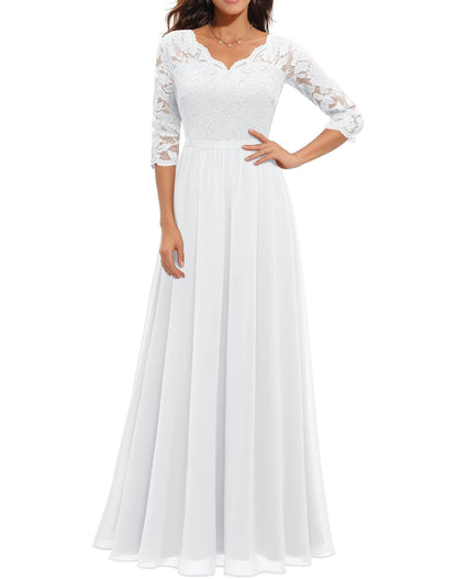Classic Dress Lace Long Patchwork Noble Dresses