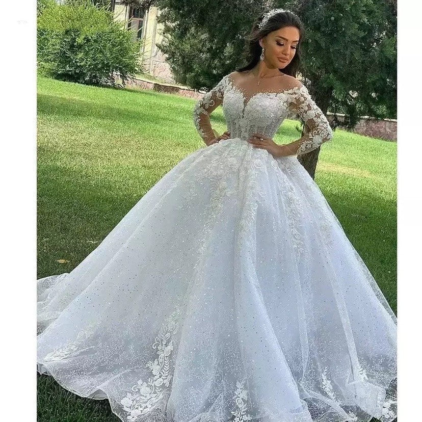 Dress Long Sleeve Lace French Trailing Wedding Dresses