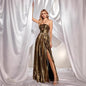 Women's Halter Dress Sexy Split Sleeveless Gold Dresses