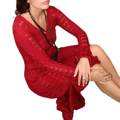 French Style Vacation Hollow Bell Sleeve Woolen Casual Coats