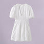 Women's Summer White Embroidery Puff Sleeves Mini Dresses