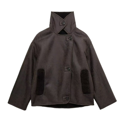 Artificial Lamb Fur Lapel Integrated Double-sided Jackets