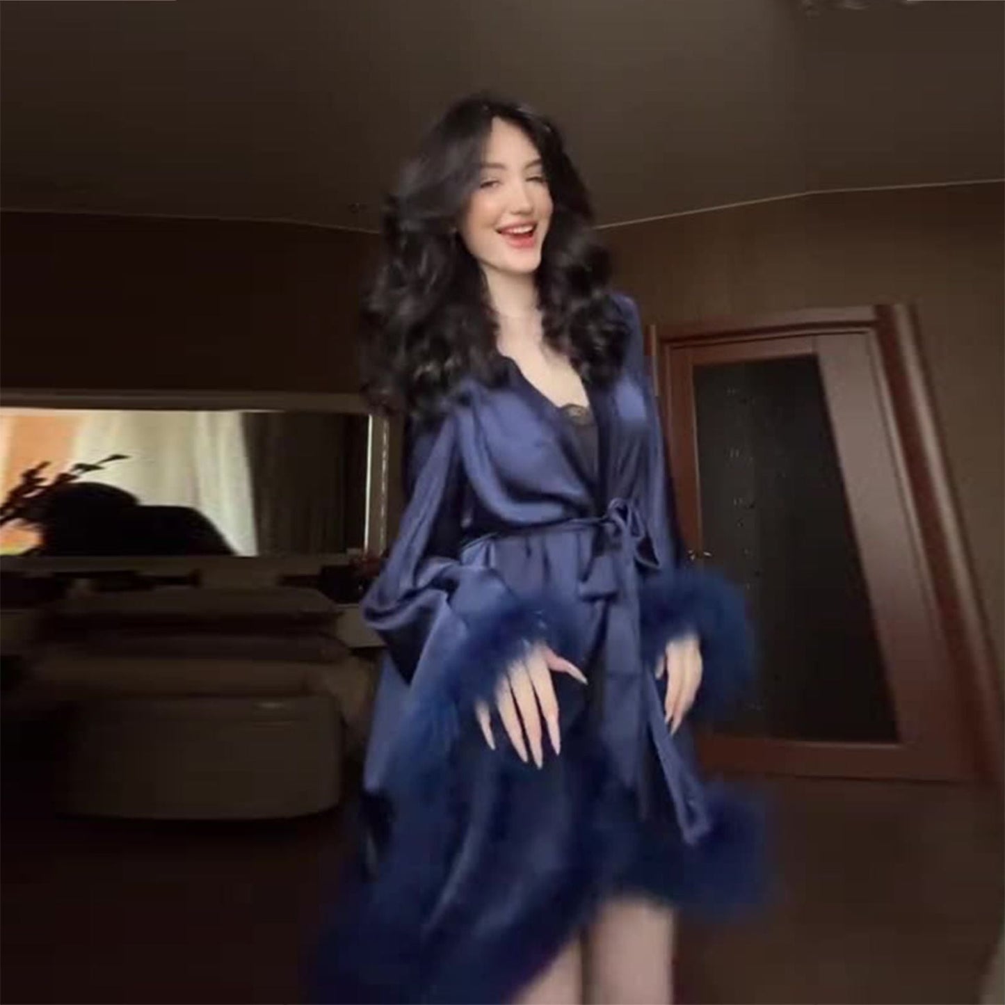 Women's Elegant Long Sleeve Embroidery Wool Casual Dresses