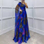 Chiffon Printed Sloping Shoulder Dress Casual Dresses