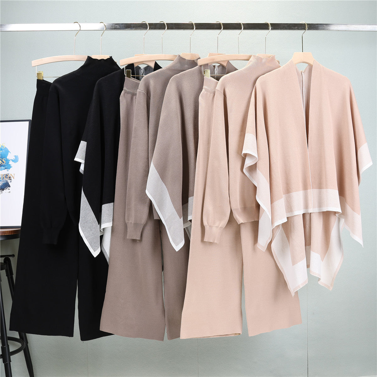 Women's Shawl Knitted Loose Three-piece Set Fashion Suits