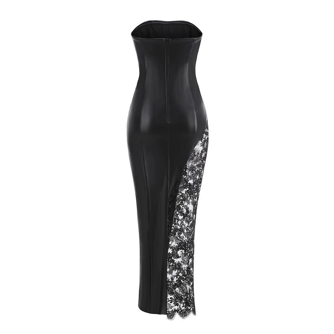 Leather Fashionable Elegant Tube Lace Sexy Dresses