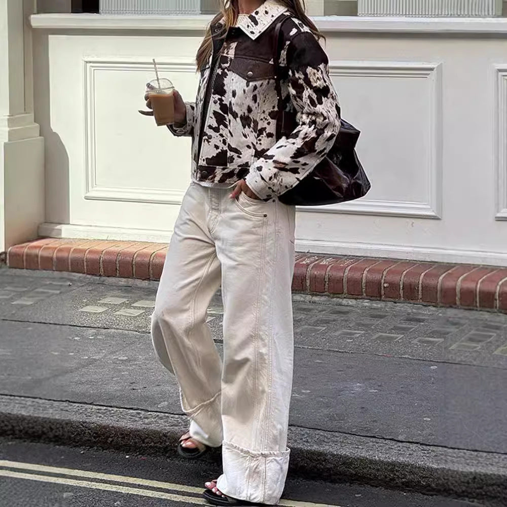 Fashion Irregular With Personality Pattern Woolen Coats