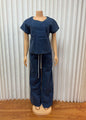 Women's Round Neck Sleeve Drawstring Loose Straight Suits