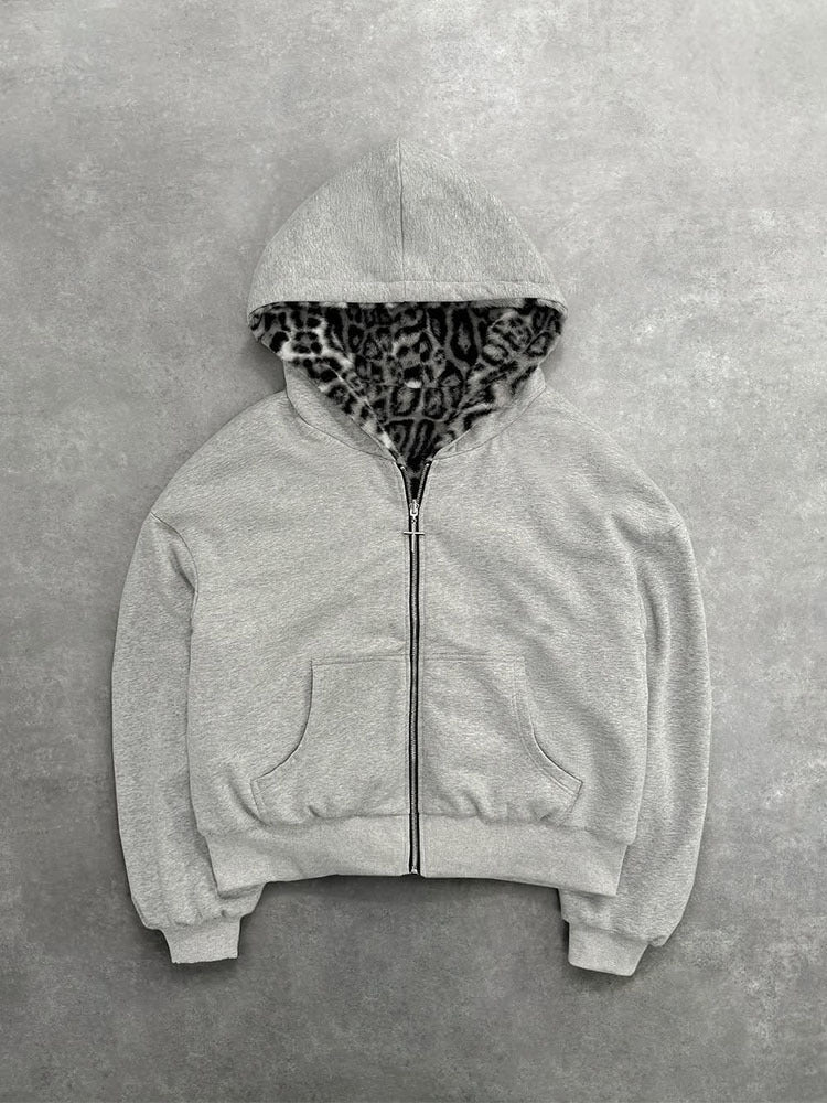 Women's & Men's & Fashionable Warm Retro Hooded Leopard Print Sweaters