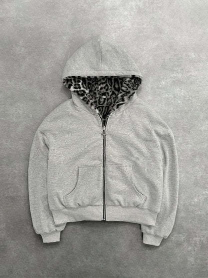 Women's & Men's & Fashionable Warm Retro Hooded Leopard Print Sweaters
