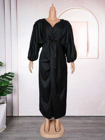 Women's Raglan Sleeve Dress Elegant High Waist Dresses