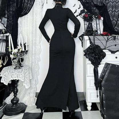 Long-sleeved Fishtail Dress Autumn Versatile Dark Style Dresses