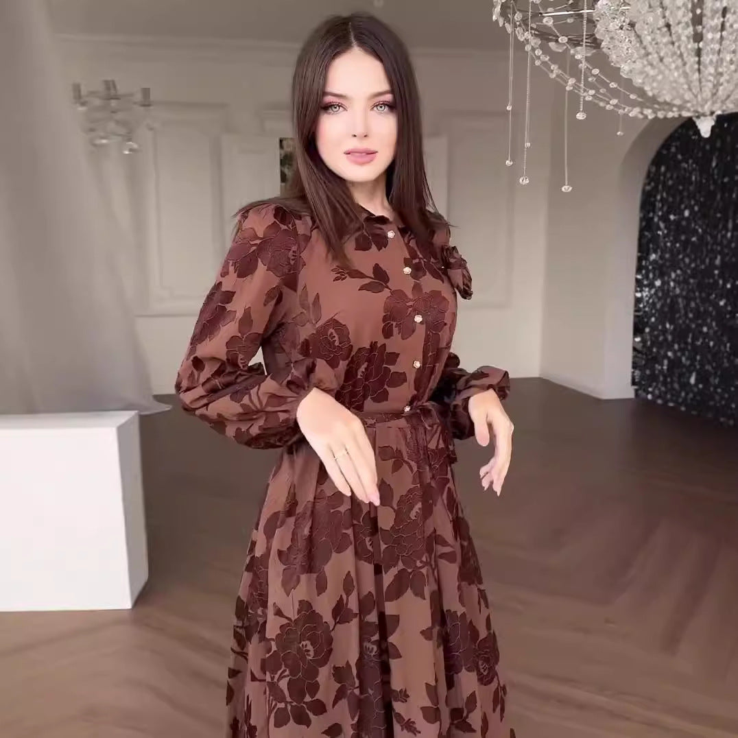 Women's Autumn French Hepburn Style Fashion Jacquard Clothing