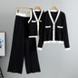 Women's Fashion Autumn Slimming Wide Leg Knitted Suits