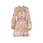 Design High Version Single-breasted Stand-up Collar Puff Sleeve Dresses