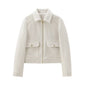 Women's Zipper Ornament Soft Long Sleeve Lapel Coats