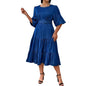 Women's Bubble Sleeve Round Neck Fashion Denim Dresses