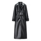 Women's Spring Street Fashion Imitation Leather Long Coats