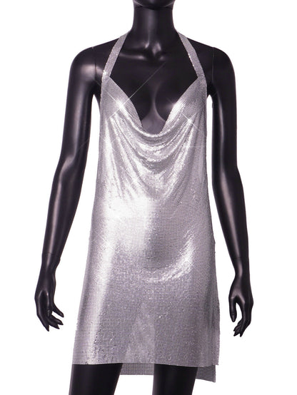 Nightclub Metal Sequins Sexy Suspenders Dress Dresses