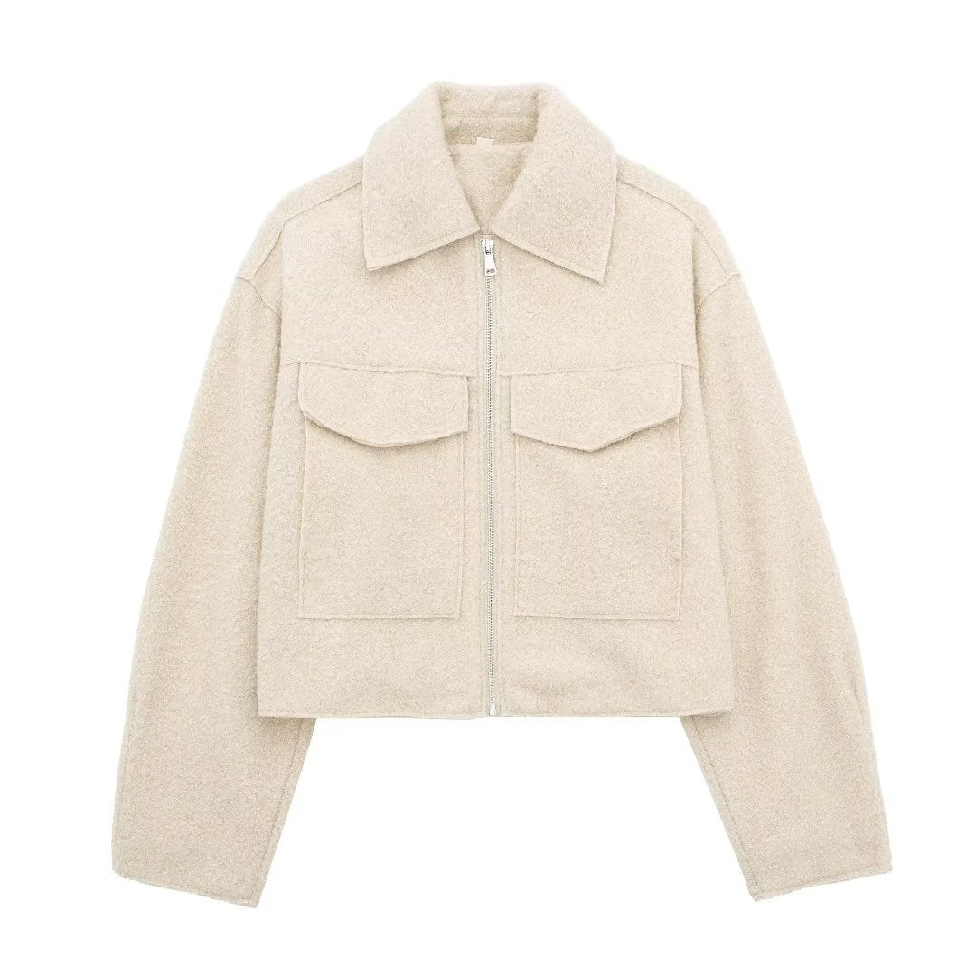 Women's Beautiful French Fashion Bead Leather Coats