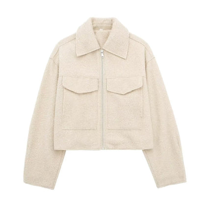 Women's Beautiful French Fashion Bead Leather Coats