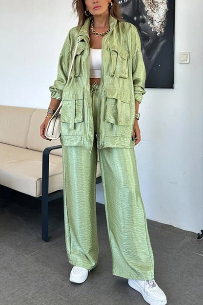Women's Two-piece Set Solid Color Fashion Long-sleeved Suits
