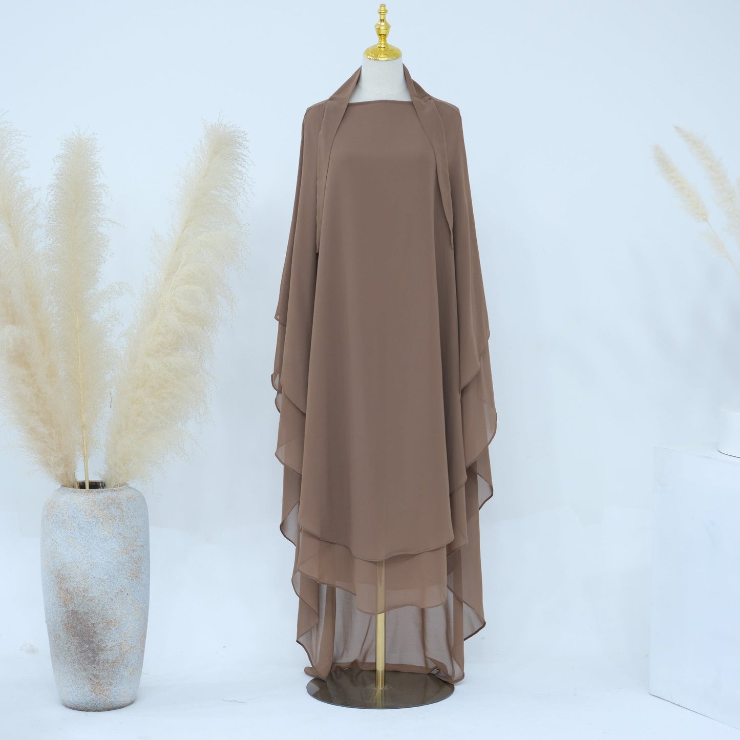 Solid Color Front Rear Chiffon Big Dresses