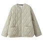 Neck Zipper Diamond Lattice Quilted To Keep Coats