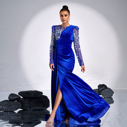 Women's Long Sleeve Temperament Crew Neck Sequined Dresses