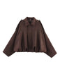 Women's Suede Texture Lapel Loose Bomber Jackets