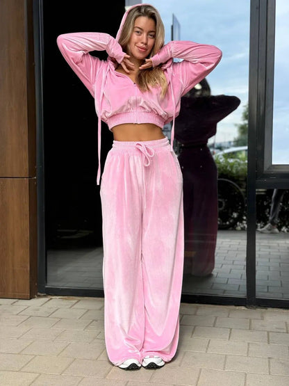 Women's Long Sleeve Hooded Trousers Fashion Casual Suits