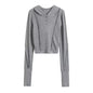 Women's Autumn Hot Solid Color Hooded Block Blouses