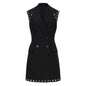 Women's Solid Color Perforated Sleeveless Slim Fit Temperament Dresses