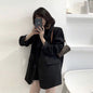Women's Black Fashion Korean Style Loose Small Suits