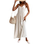 Women's Solid Color Cotton Linen Dress Loose Dresses