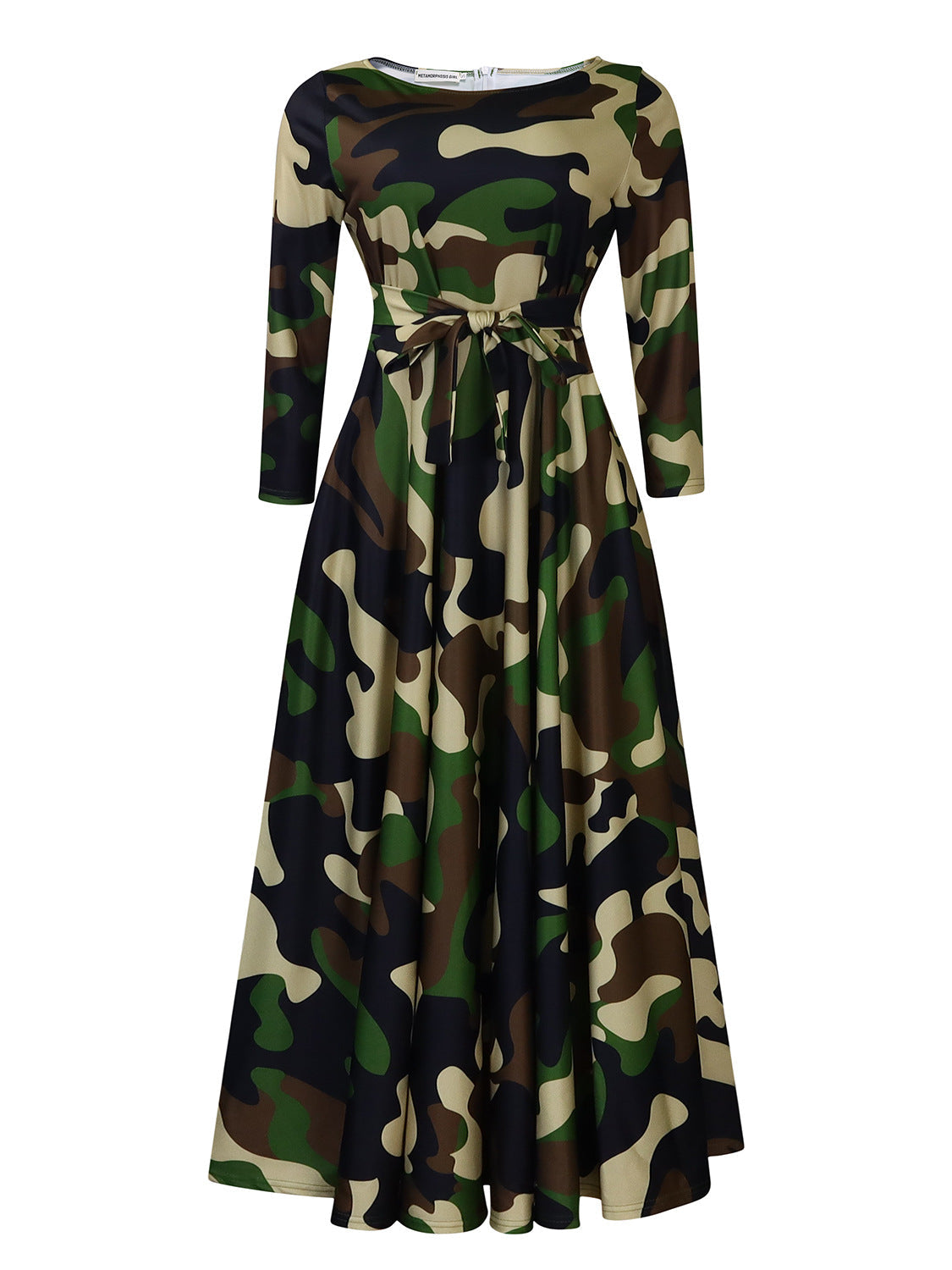 Women's Fashion Elegant Tied Printed African Mid-length Dresses