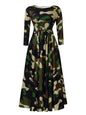 Women's Fashion Elegant Tied Printed African Mid-length Dresses